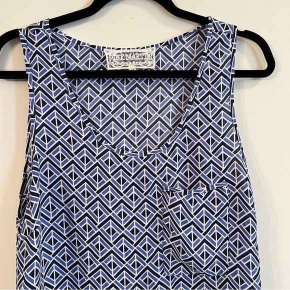 Women’s Pink Martini blue patterned sheer sleeveless blouse size medium M - Picture 2 of 4
